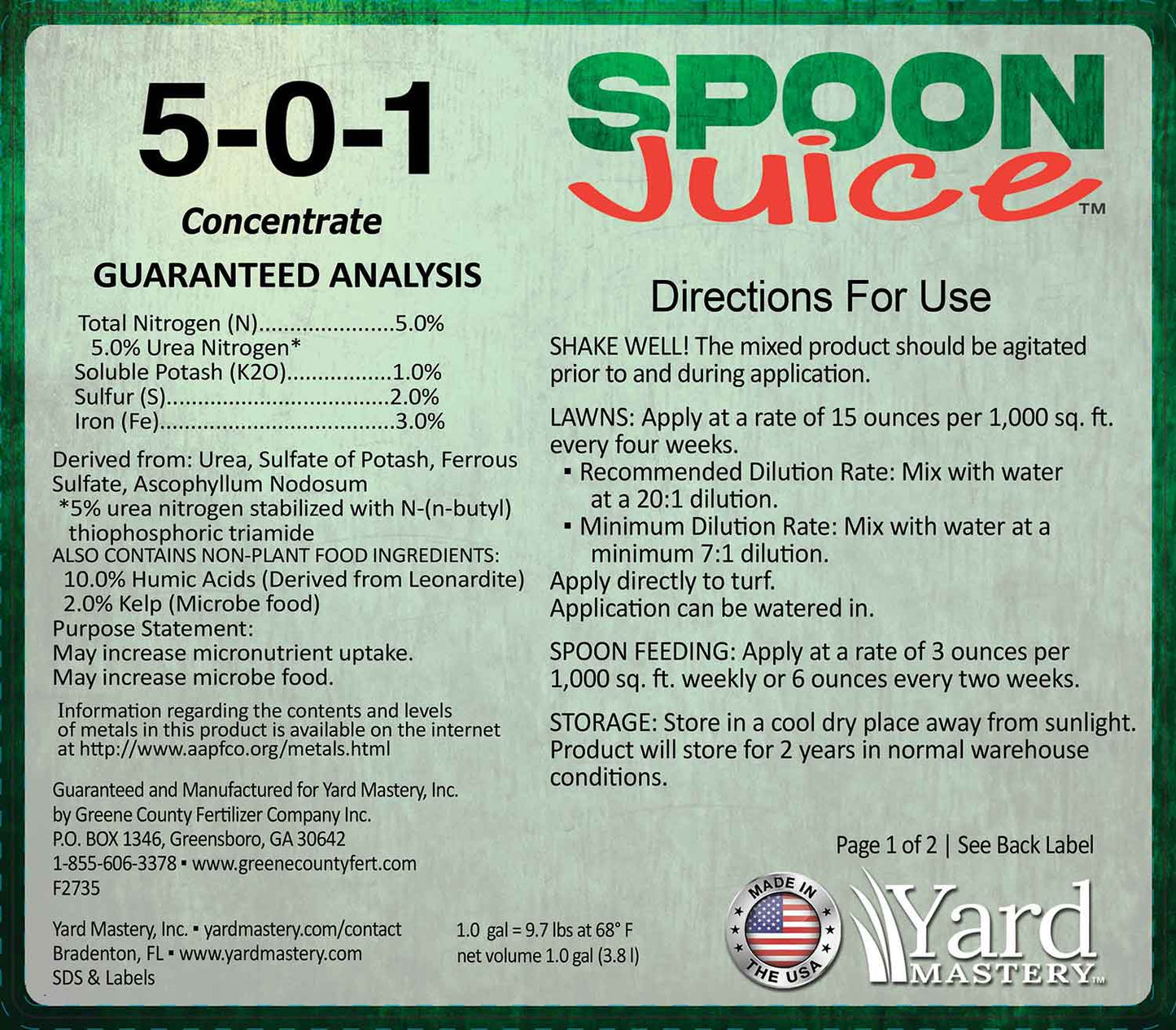 5-0-1 Spoon Juice Liquid Fertilizer and Bio Stimulant with Humic Acid and Kelp