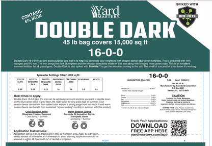 16-0-0 Double Dark  6% Iron - Bio-Nite - Granular Lawn Fertilizer