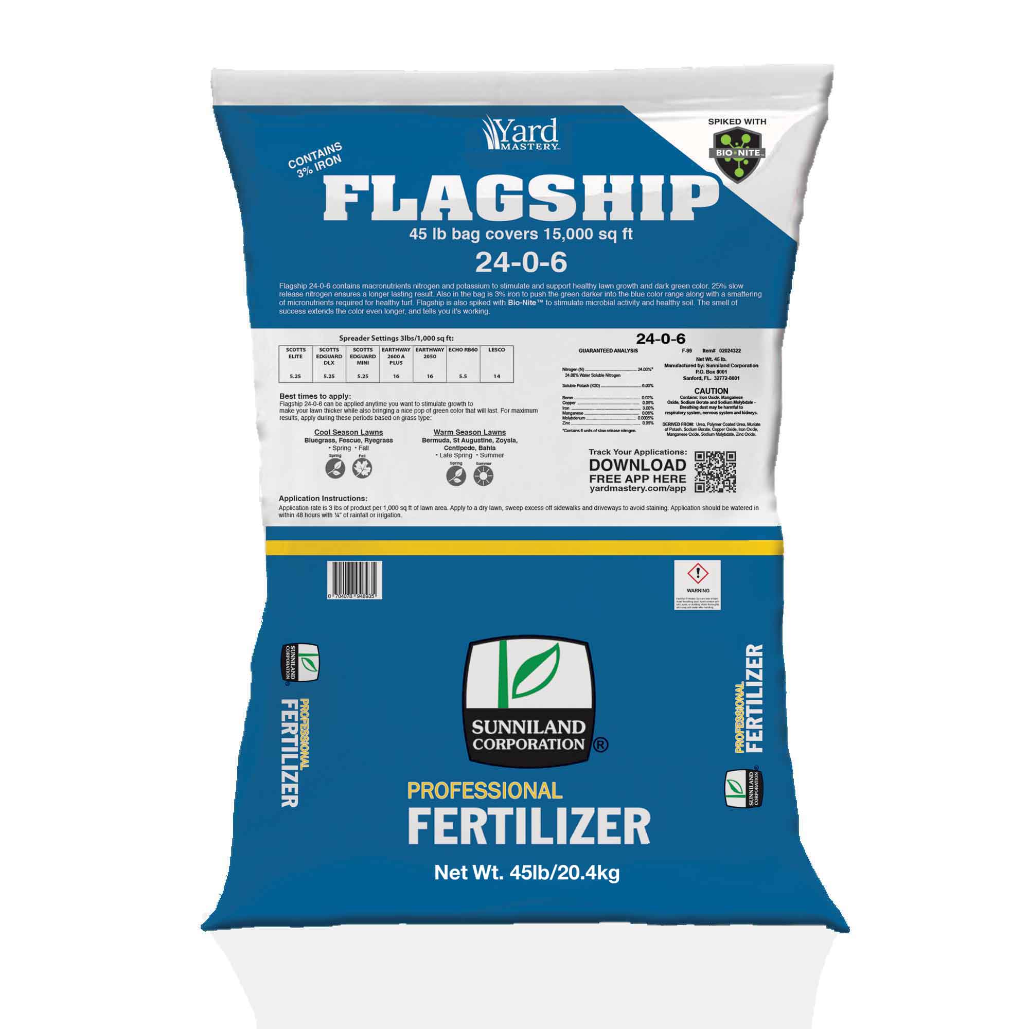 24-0-6 Flagship Fertilizer 3% Iron - Bio-Nite - Granular Lawn Fertilizer