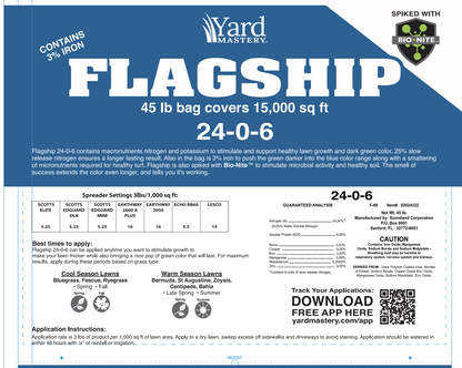 24-0-6 Flagship Fertilizer 3% Iron - Bio-Nite - Granular Lawn Fertilizer