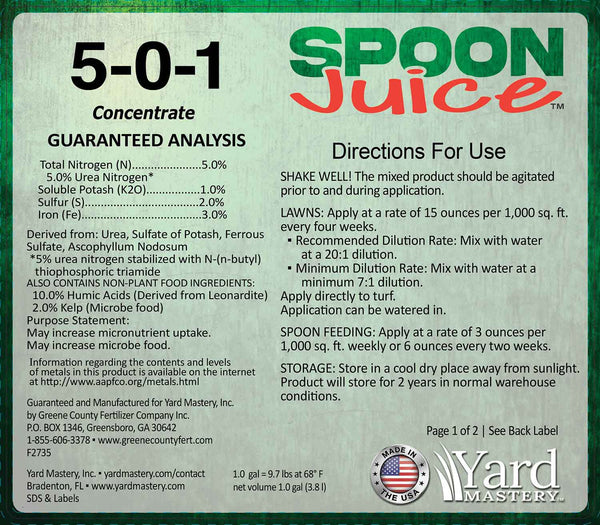 5-0-1 Spoon Juice Liquid Fertilizer and Bio Stimulant with Humic Acid and Kelp