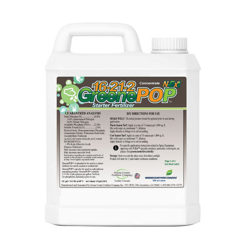 16-21-2 GreenePOP Starter Fertilizer | N-Ext - NC Grass Plugs
